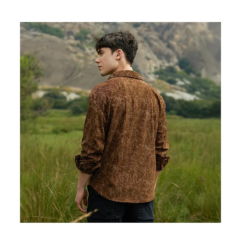 Campus Sutra Men's Faded Corduroy Oversized Shirt