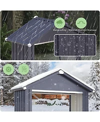 Aecojoy 5x2 Outdoor Storage Shed, Firewood Rack Waterproof Metal Tool Sheds