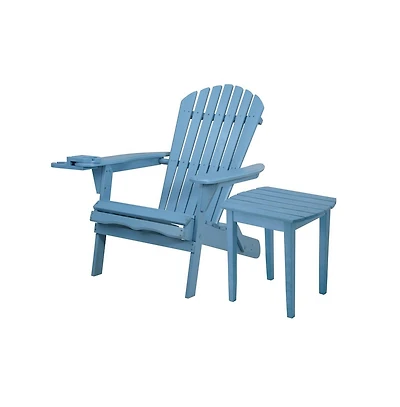 Jiallo Foldable Adirondack Chair With Cup Holder With End Table