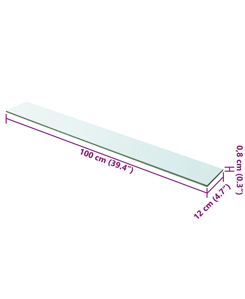 vidaXL Shelf Panel Glass Clear 39.4"x4.7"