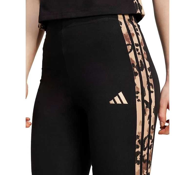 adidas Women's Leopard-Print Cotton-Blend High-Rise Leggings