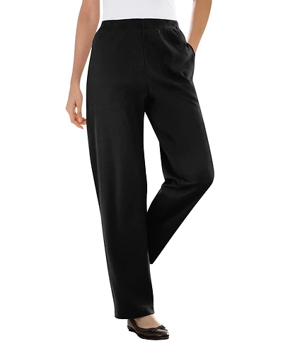 Woman Within Women's 7-Day Knit Ribbed Straight Leg Pant