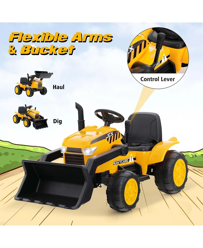 12V Kids Ride On Excavator Digger Electric Bulldozer Tractor Rc with Light & Music