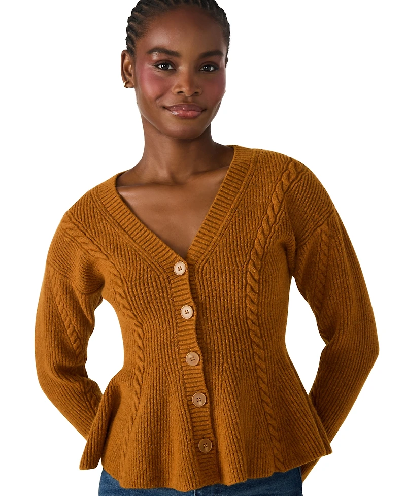 Steve Madden Women's Courtney V-Neck Peplum Sweater