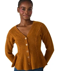 Steve Madden Women's Courtney V-Neck Peplum Sweater