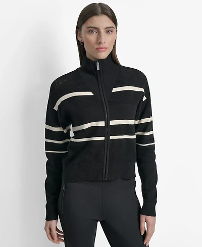 Dkny Women's Open Stitch Full Zip Stripe Jacket