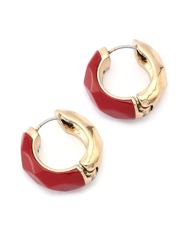 Robert Lee Morris Soho Faux Stone Heirloom Charms Faceted Huggie Earrings