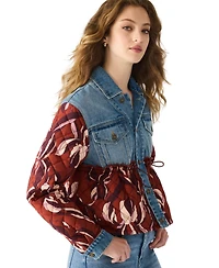 Steve Madden Women's Caddie Printed Peplum Trucker Jacket