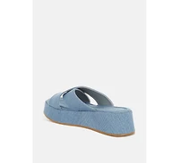 London Rag Karbi Denim Flatform Slip Ons Women