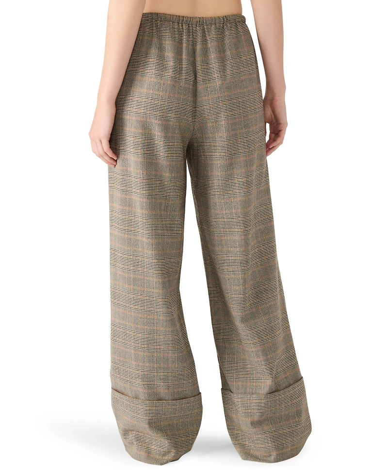 Steve Madden Women's Idra Plaid Detail Pull-On Pants