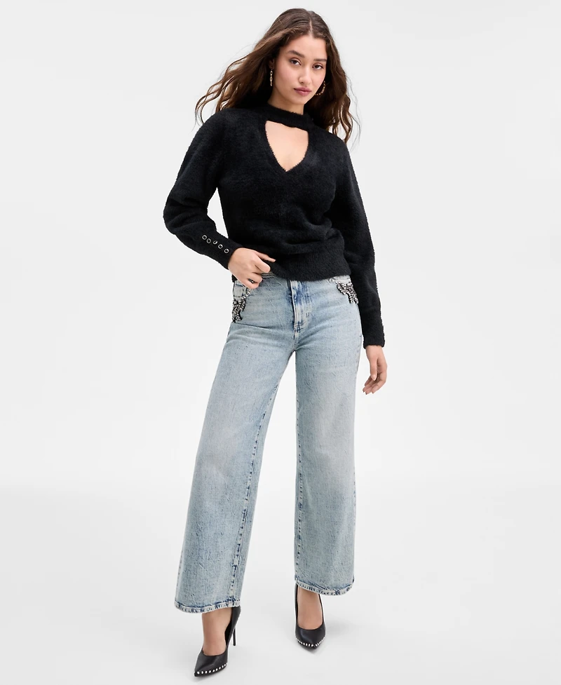 Guess Women's Yuki Neck-Cutout Sweater