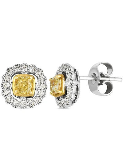 Le Vian Vanilla Diamond (0.15 ct. t.w.) and Yellow Diamond ( 0.60 ct. t.w.) Earring in 14K Two Tone Gold