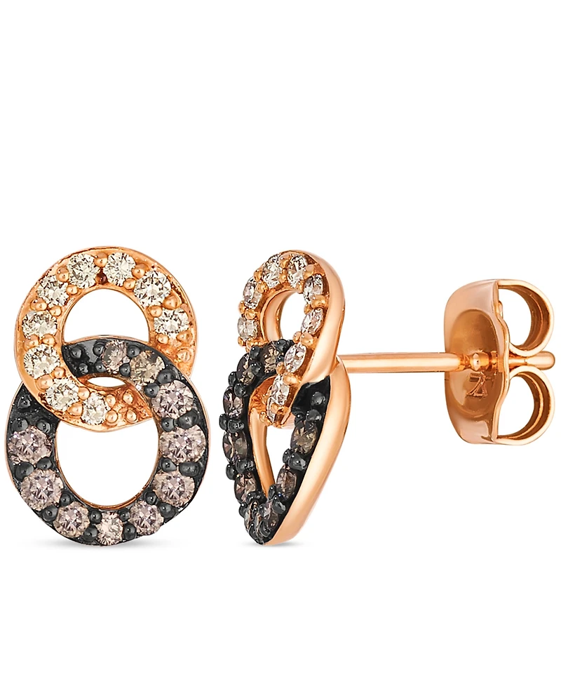 Le Vian Nude Diamond (0.15 ct. t.w.) and Chocolate Diamond ( 0.24 ct. t.w.) Earring in 14K Strawberry Gold