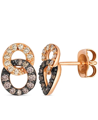 Le Vian Nude Diamond (0.15 ct. t.w.) and Chocolate Diamond ( 0.24 ct. t.w.) Earring in 14K Strawberry Gold