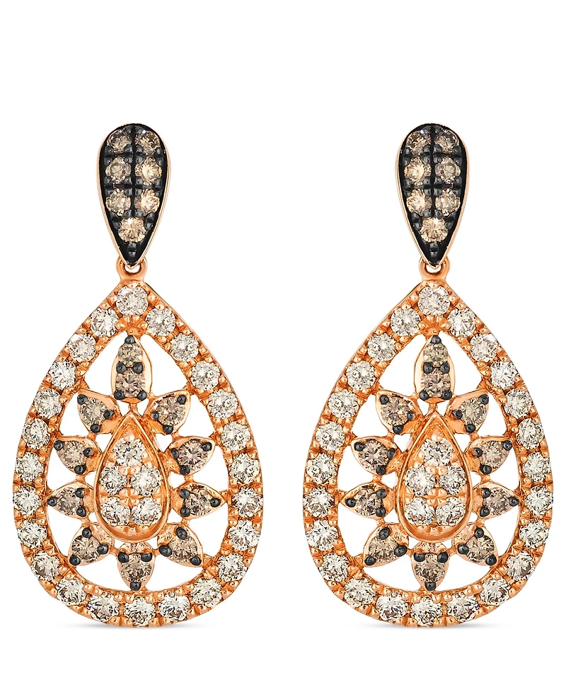 Le Vian Nude Diamond (0.96 ct. t.w.) and Chocolate Diamond ( 0.44 ct. t.w.) Earrings in 14K Strawberry Gold