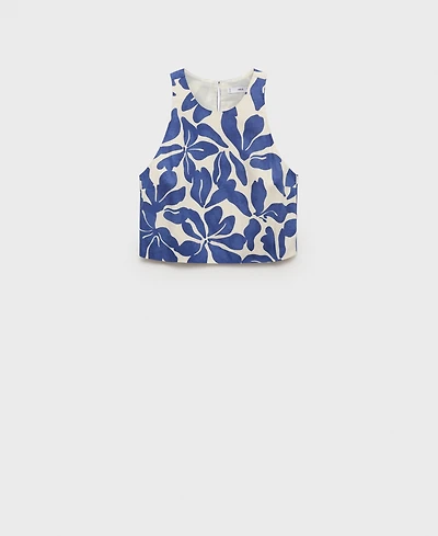 Mango Women's Printed Linen-Blend Top