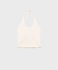 Mango Women's Metallic Appliques Halter Neck Top