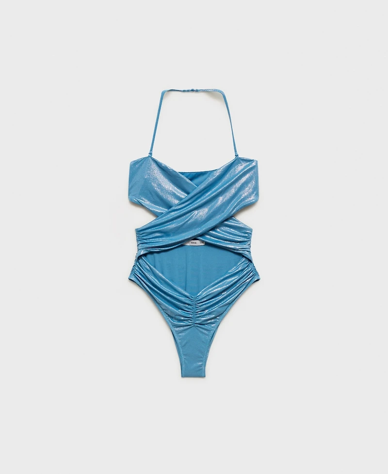 Mango Women's Shiny Finish and Cut-Out Swimsuit
