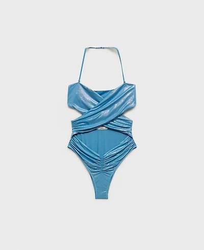 Mango Women's Shiny Finish and Cut-Out Swimsuit