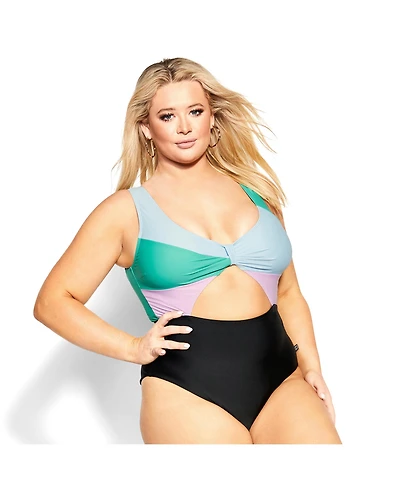 City Chic Plus Lulu Splice 1 Piece
