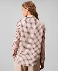 Calvin Klein Women's Printed Classic Button-Front Shirt