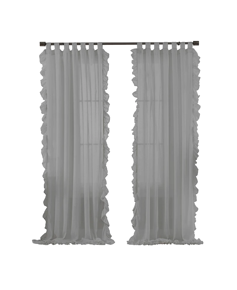 Bella 52" x 95" Sheer Ruffle Curtain Panel