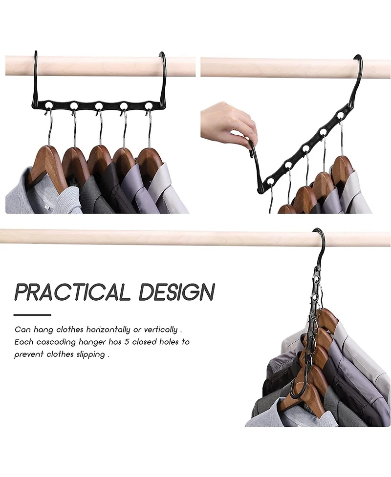 Magic Space Saving Hangers Sturdy Cascading with 5 Holes Closet Organizers and Storage College Dorm Room Essentials 16 Pack