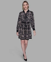 Karl Lagerfeld Paris Women's Printed Long Sleeves Dress