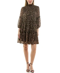 Taylor Women's Mock Neck Tiered A-Line Dress