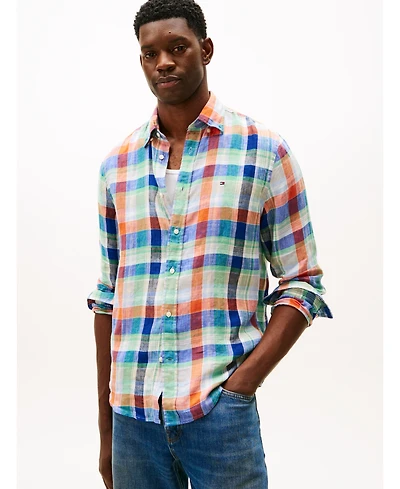 Tommy Hilfiger Men's Regular-Fit Linen Madras Shirt