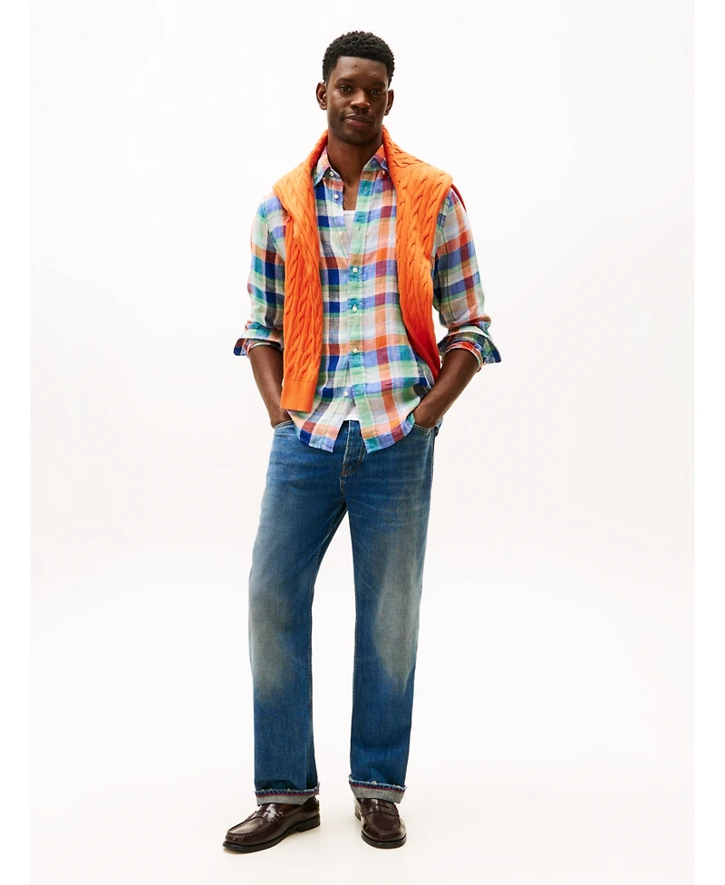Tommy Hilfiger Men's Regular-Fit Linen Madras Shirt