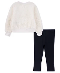 Levi's Toddler Girls 2-Piece Sherpa Crewneck Top and Leggings Set