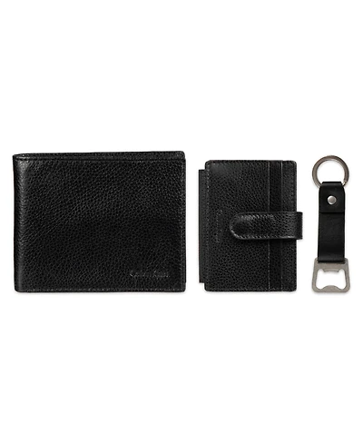 Calvin Klein Men's 3- Piece Wallet, Card Holder and Bottle Opener Gift Set