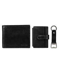Calvin Klein Men's 3- Piece Wallet, Card Holder and Bottle Opener Gift Set