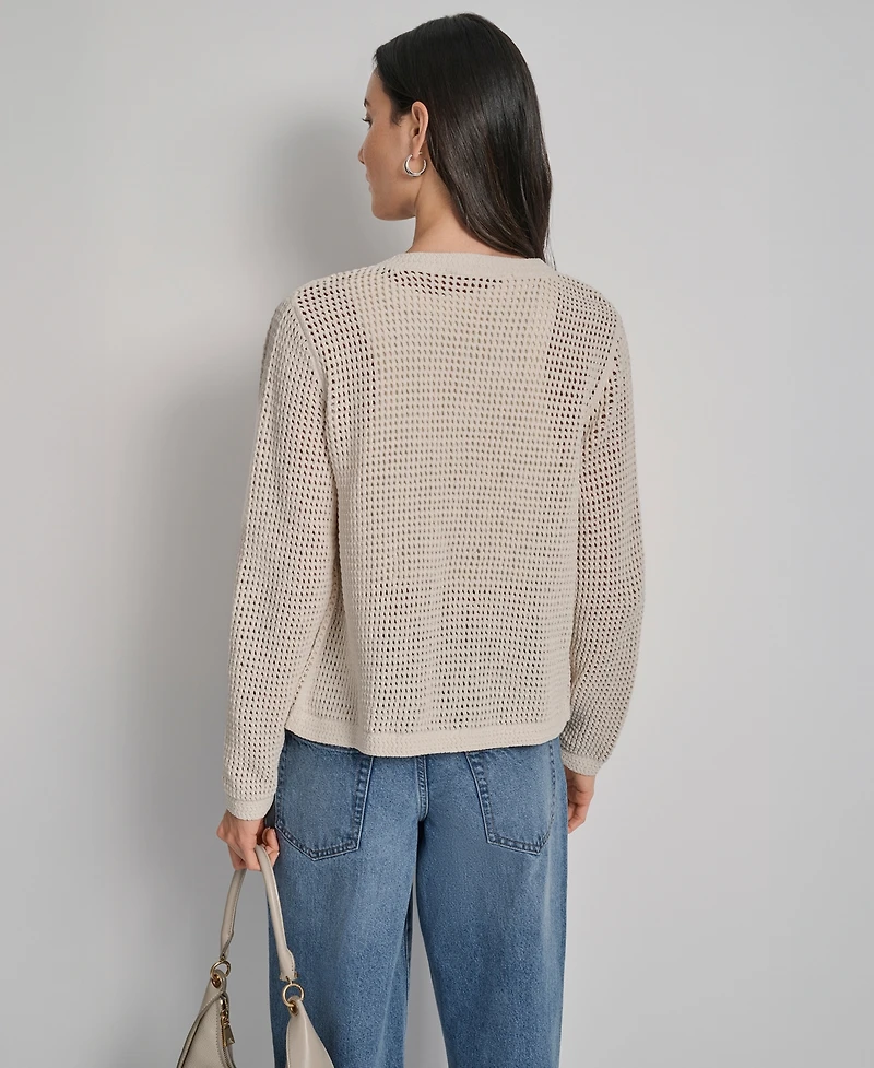 Dkny Jeans Women's Baby Chenille Open-Stitch Long-Sleeve Cardigan