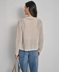 Dkny Jeans Women's Baby Chenille Open-Stitch Long-Sleeve Cardigan