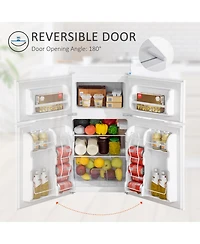Homcom 3.2 Cu.Ft Mini Fridge with Freezer and Adjustable Shelf,