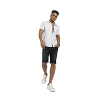 Campus Sutra Men's White Honeycomb Knit Shirt