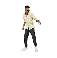 Campus Sutra Men's Artistic Foliage Print Button Up Shirt