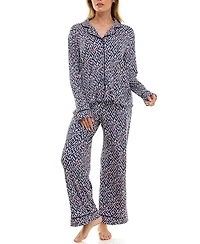 Roudelain Women's 2-Piece Long Sleeve Top and Printed Pajama Set