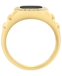 Effy Collection Men's Diamond (1/6 ct. t.w.) and Onyx (1-3/8 ct. t.w.) Ring in 14K Yellow Gold