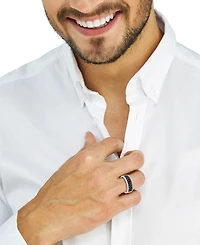 Effy Collection Men's Black Spinel (1-1/5 ct. t.w.) and Diamond Accent Ring in Sterling Silver