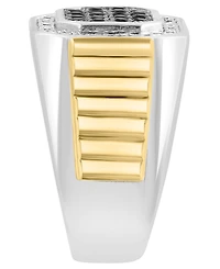 Effy Collection Men's Diamond (1/3 ct. t.w.) and Black Spinel (3/4 ct. t.w.) Ring in 18K gold over Sterling Silver