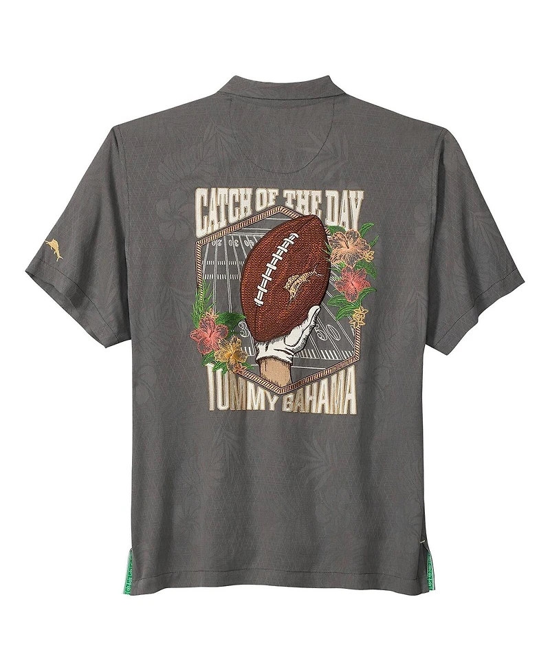 Tommy Bahama Men's Gray Ohio State Buckeyes Catch of the Day Camp Button-Up Shirt