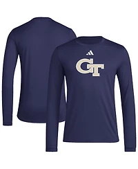 Adidas Men's Navy Georgia Tech Yellow Jackets Primary Locker Logo Pre-Game Long Sleeve T-Shirt