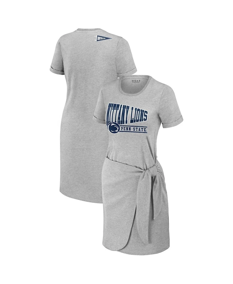 Wear by Erin Andrews Women's Heather Gray Penn State Nittany Lions Knotted T-Shirt Dress