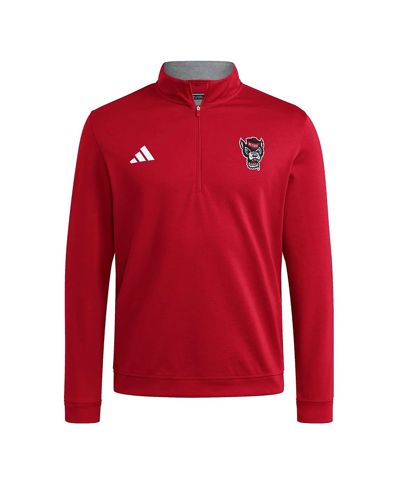 Adidas Men's Red Nc State Wolfpack Elevated Tri-Blend Quarter-Zip Pullover Sweatshirt