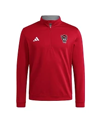 Adidas Men's Red Nc State Wolfpack Elevated Tri-Blend Quarter-Zip Pullover Sweatshirt