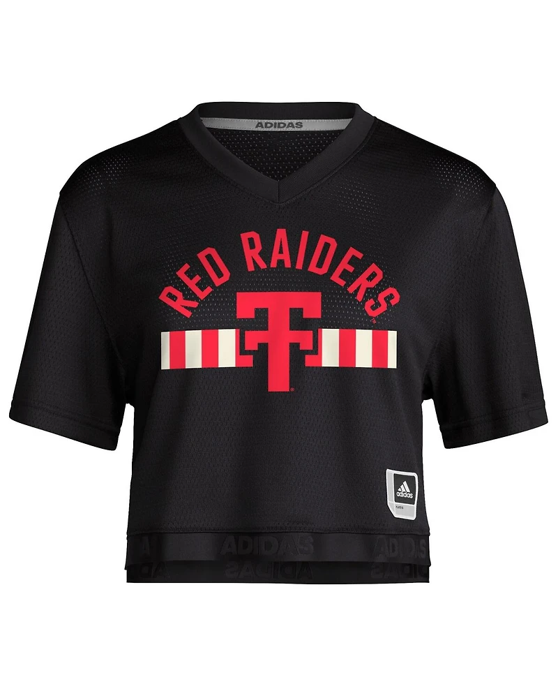 Adidas Women's Black Texas Tech Red Raiders Throwback Cropped T-Shirt