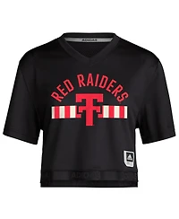 Adidas Women's Black Texas Tech Red Raiders Throwback Cropped T-Shirt